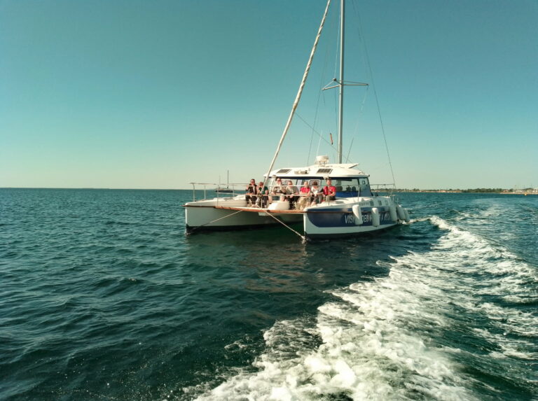 Catamaran Mansathau pour promenade sur l'étand de Thau par Sète Croisières